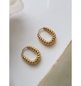 Flanerie Cere 18K Gold Non-Tarnish Twisted Oval Earrings