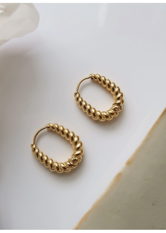 Flanerie Cere 18K Gold Non-Tarnish Twisted Oval Earrings
