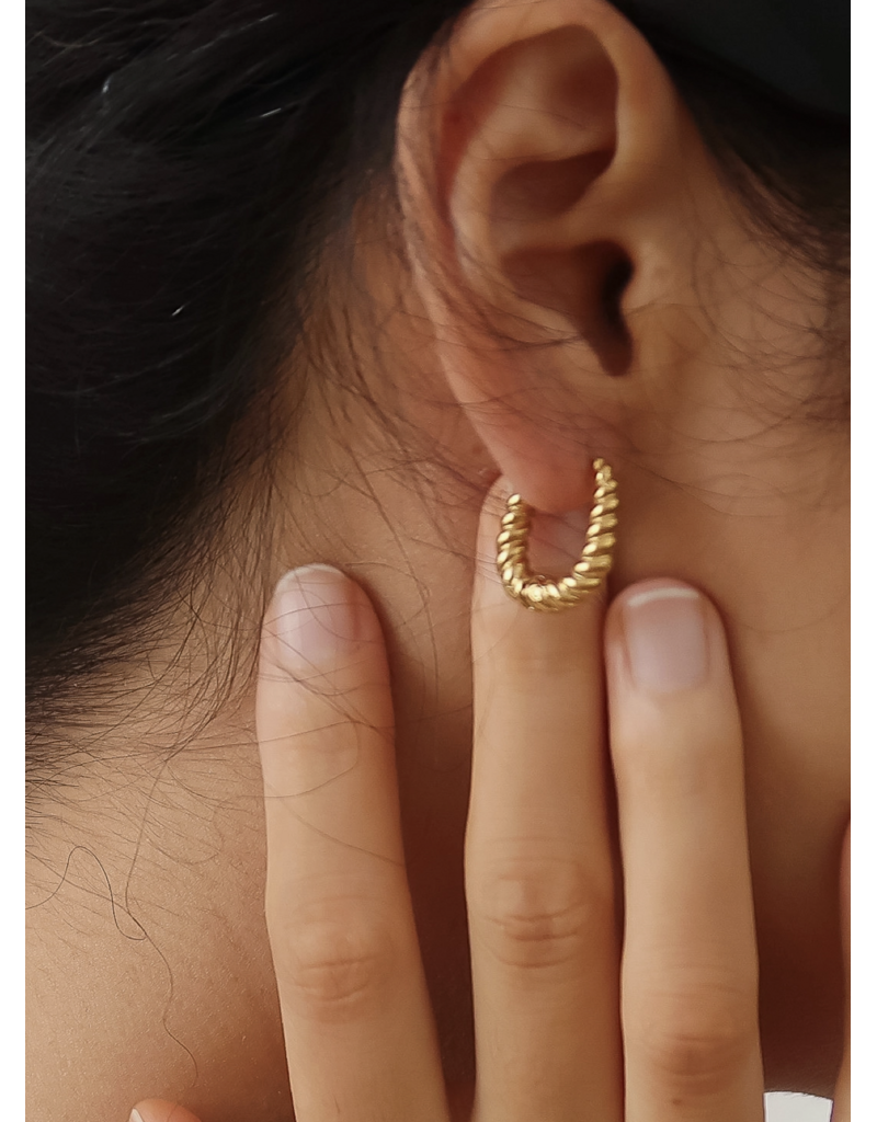 Flanerie Cere 18K Gold Non-Tarnish Twisted Oval Earrings