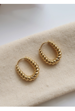 Flanerie Cere 18K Gold Non-Tarnish Twisted Oval Earrings