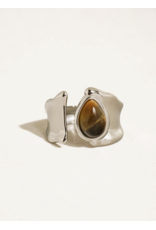 Flanerie Jaspe Silver Non-Tarnish Tiger Eye Ring