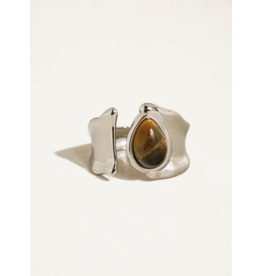 Flanerie Jaspe Silver Non-Tarnish Tiger Eye Ring