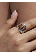 Flanerie Jaspe Silver Non-Tarnish Tiger Eye Ring