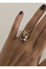 Flanerie Jaspe Silver Non-Tarnish Tiger Eye Ring