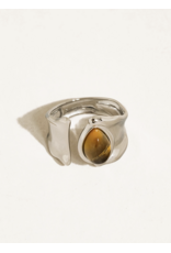 Flanerie Jaspe Silver Non-Tarnish Tiger Eye Ring