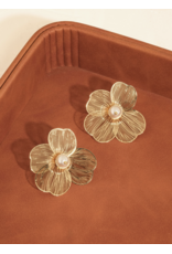 Flanerie Reina 18K Gold Vintage Pearl Flower Earrings