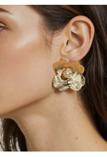 Flanerie Reina 18K Gold Vintage Pearl Flower Earrings