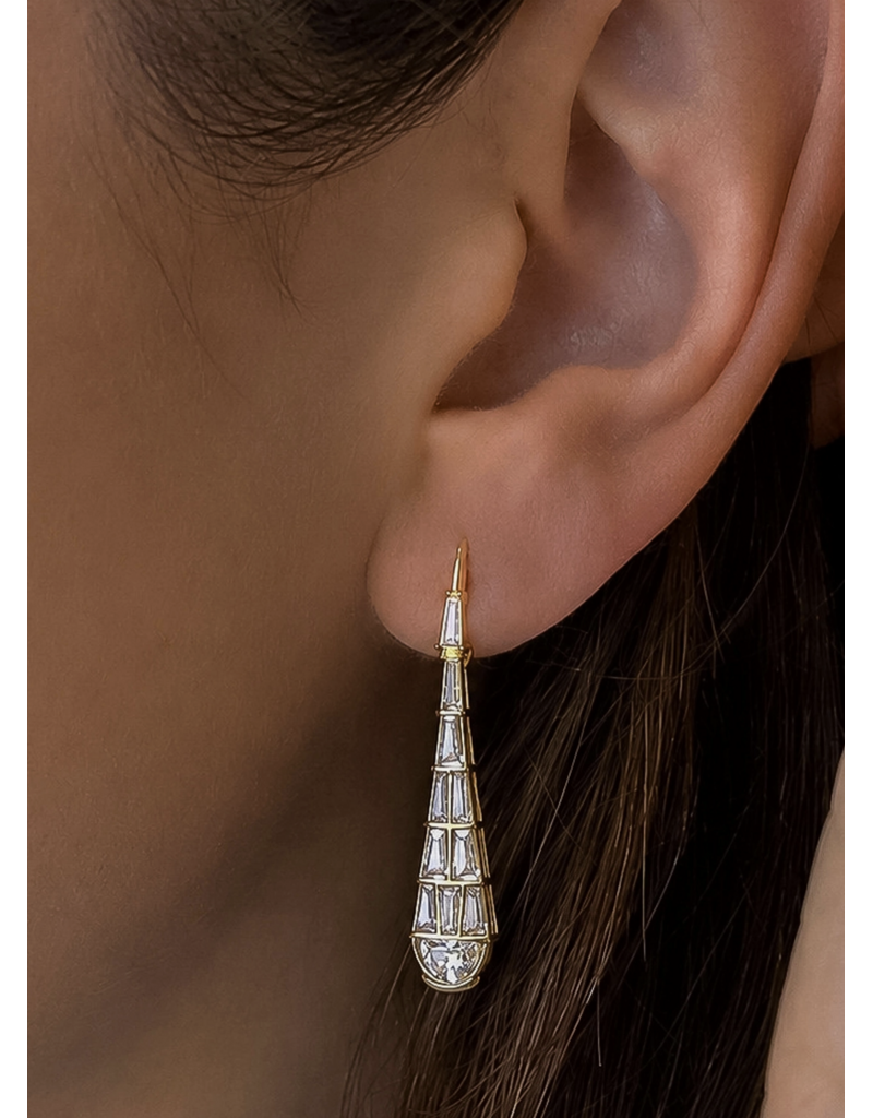 Flanerie Ronze 18K Gold Non-Tarnish Cz Serpent Earrings