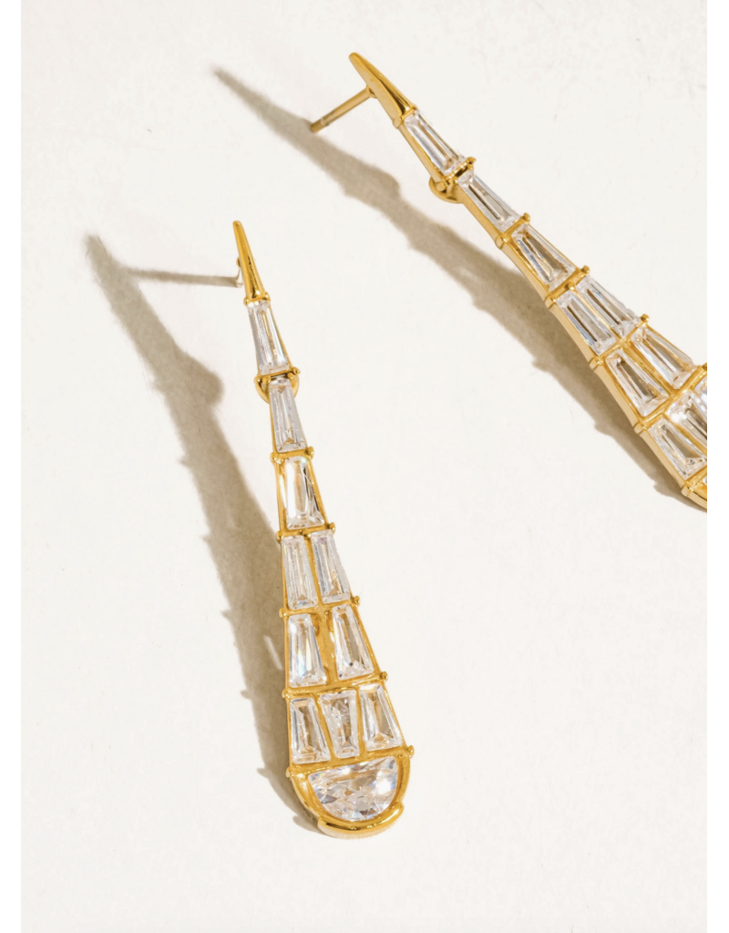 Flanerie Ronze 18K Gold Non-Tarnish Cz Serpent Earrings