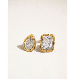 Flanerie Serréa 18K Gold Non-Tarnish Cz Adjustable Ring