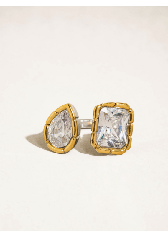 Flanerie Serréa 18K Gold Non-Tarnish Cz Adjustable Ring