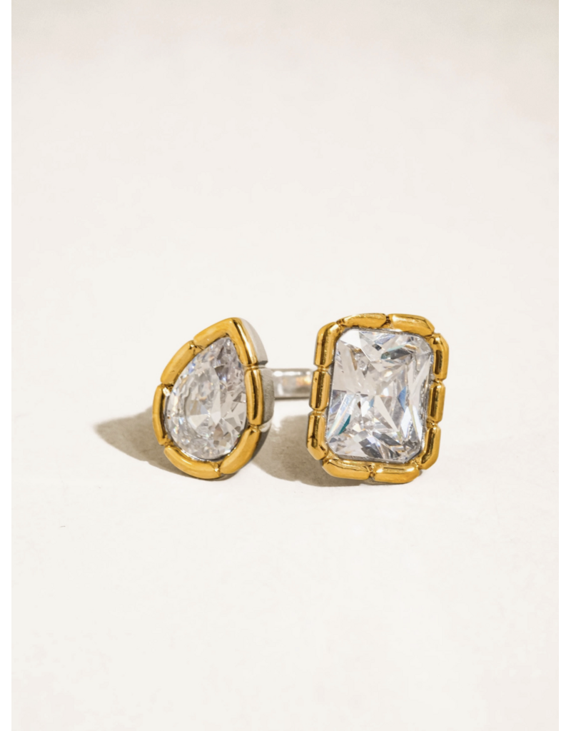 Flanerie Serréa 18K Gold Non-Tarnish Cz Adjustable Ring