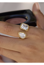 Flanerie Serréa 18K Gold Non-Tarnish Cz Adjustable Ring