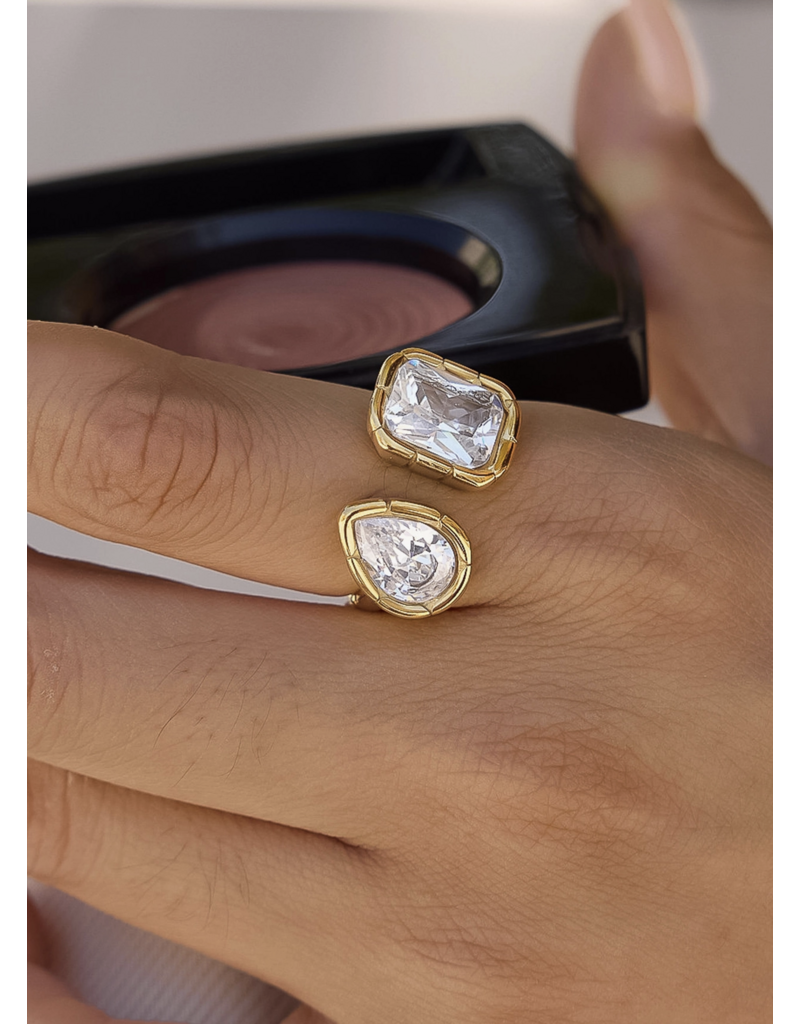 Flanerie Serréa 18K Gold Non-Tarnish Cz Adjustable Ring