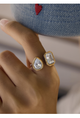 Flanerie Serréa 18K Gold Non-Tarnish Cz Adjustable Ring