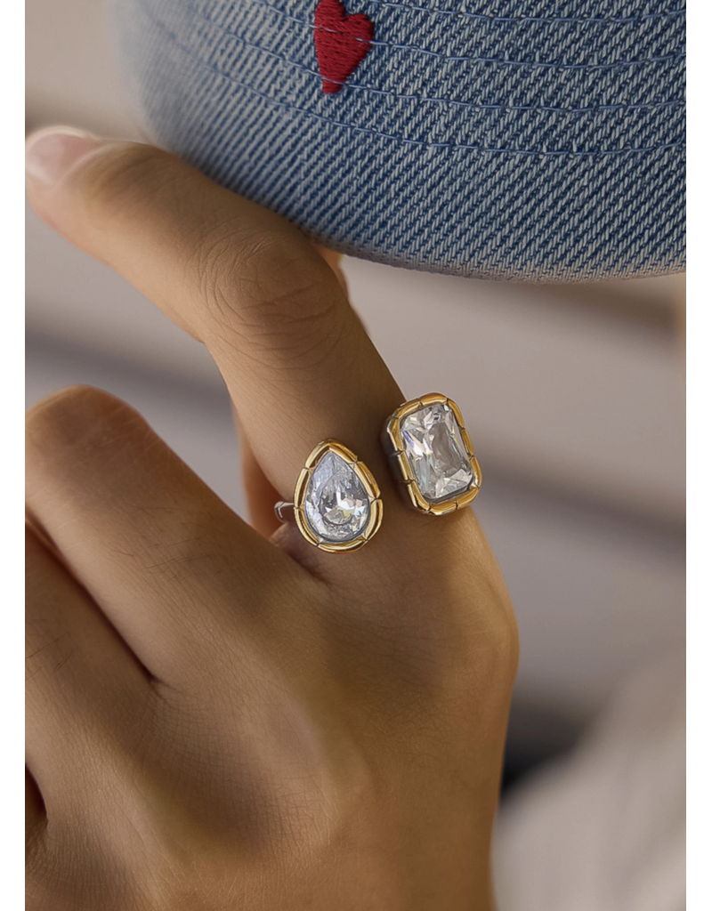 Flanerie Serréa 18K Gold Non-Tarnish Cz Adjustable Ring