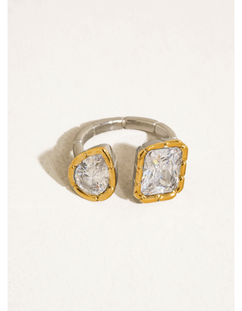 Flanerie Serréa 18K Gold Non-Tarnish Cz Adjustable Ring