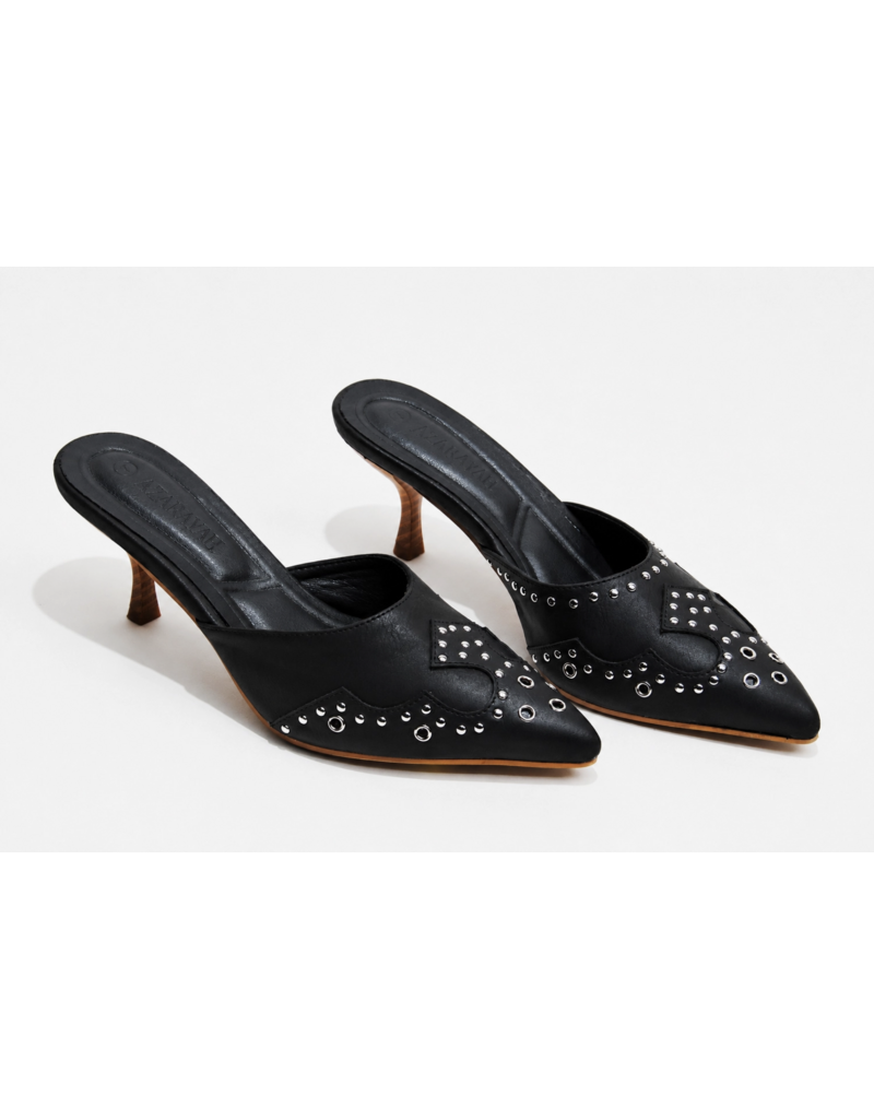 Azarayah Footwear No Time Western Studded Pointy Kitten Heel