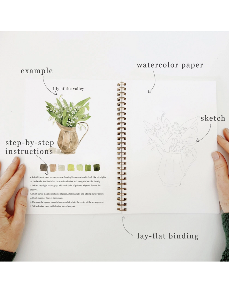 Bouquets Watercolor Workbook + Paint/Brush Set