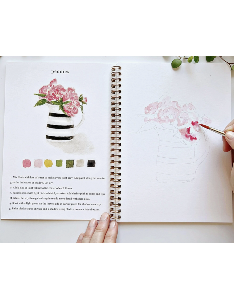 Bouquets Watercolor Workbook + Paint/Brush Set