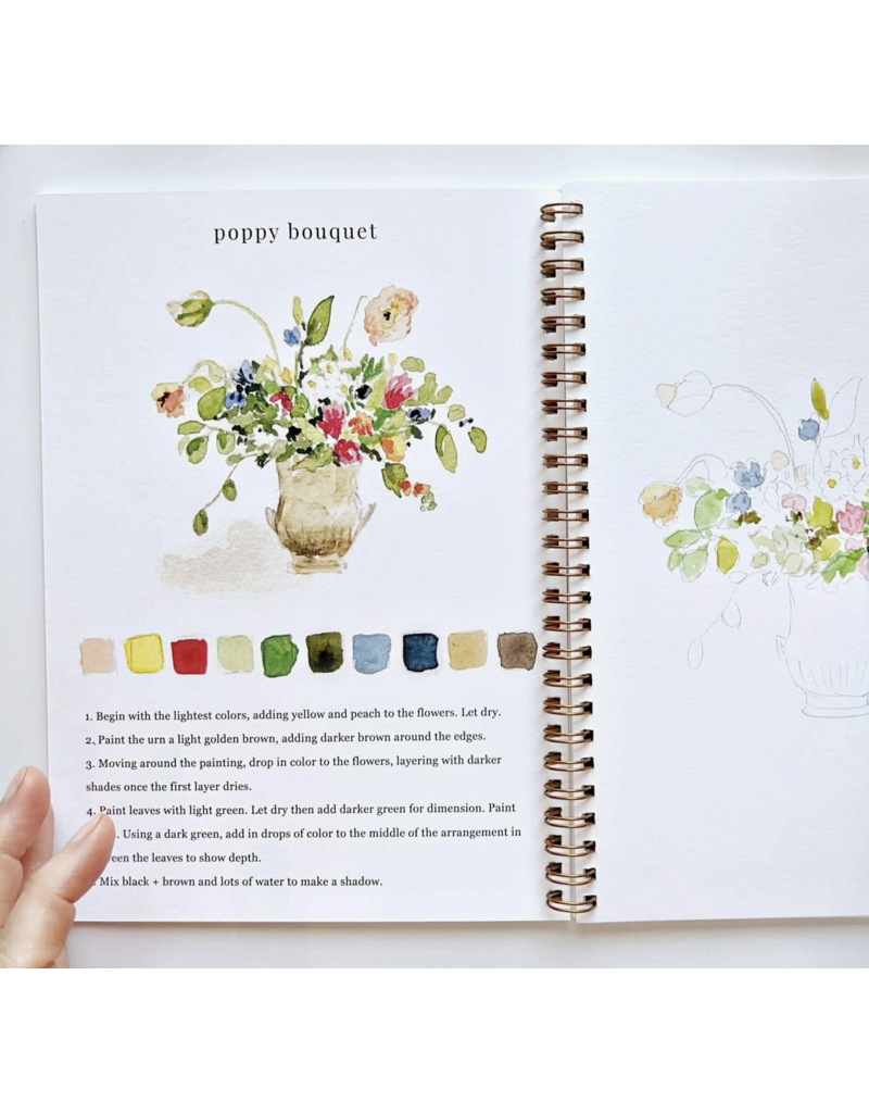 Bouquets Watercolor Workbook + Paint/Brush Set