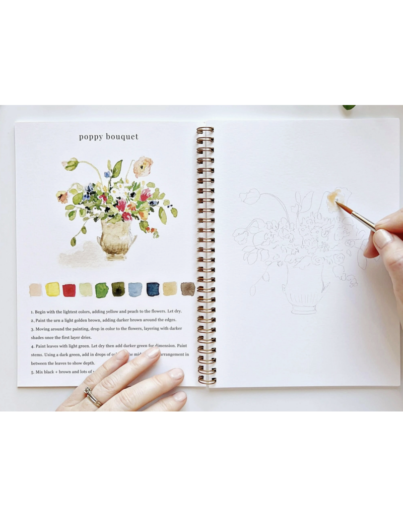 Bouquets Watercolor Workbook + Paint/Brush Set