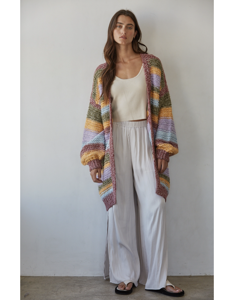 By Together Kayla Striped Long Cardigan