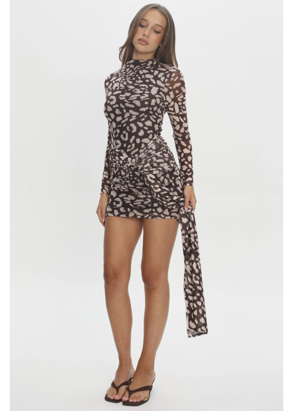 Draped Mesh Mini Dress