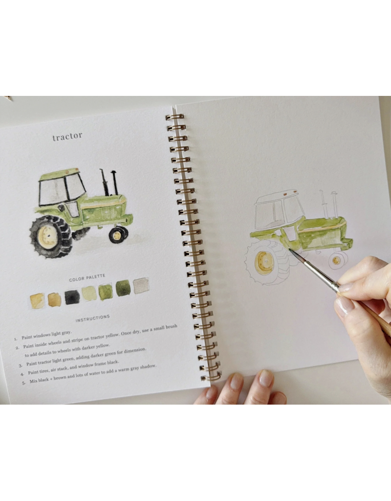 Farm Watercolor Workbook + Paint/Brush Set