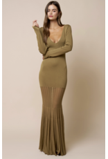 Olivia Plunging Long Sleeve Maxi Dress