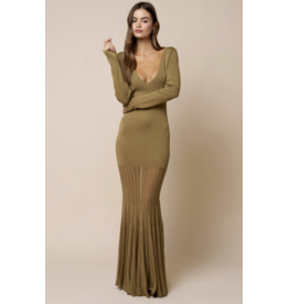 Olivia Plunging Long Sleeve Maxi Dress