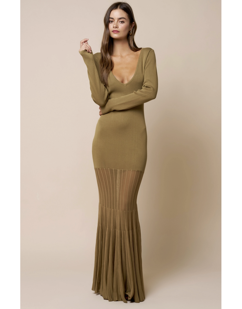 Olivia Plunging Long Sleeve Maxi Dress