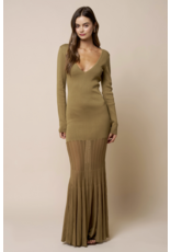 Olivia Plunging Long Sleeve Maxi Dress