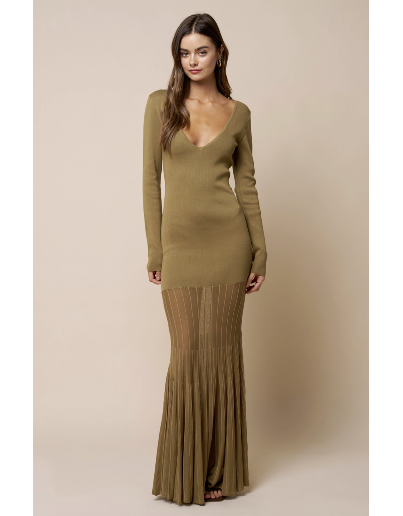 Olivia Plunging Long Sleeve Maxi Dress