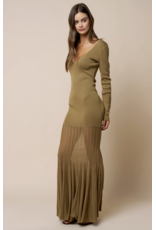 Olivia Plunging Long Sleeve Maxi Dress