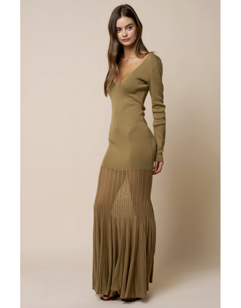 Olivia Plunging Long Sleeve Maxi Dress