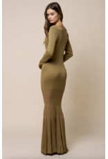 Olivia Plunging Long Sleeve Maxi Dress