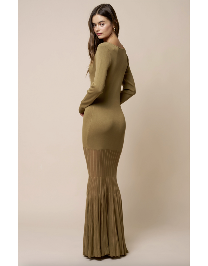 Olivia Plunging Long Sleeve Maxi Dress