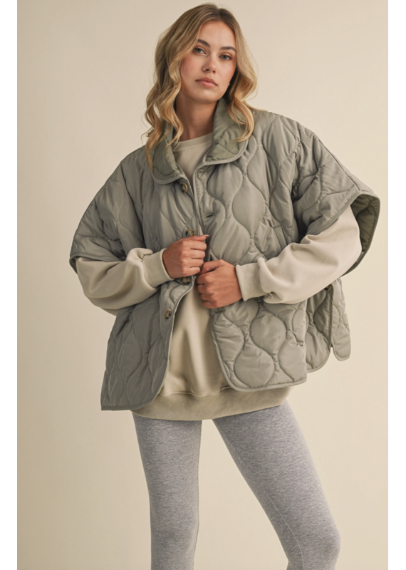Poncho Quilted Oversized Padded Vest