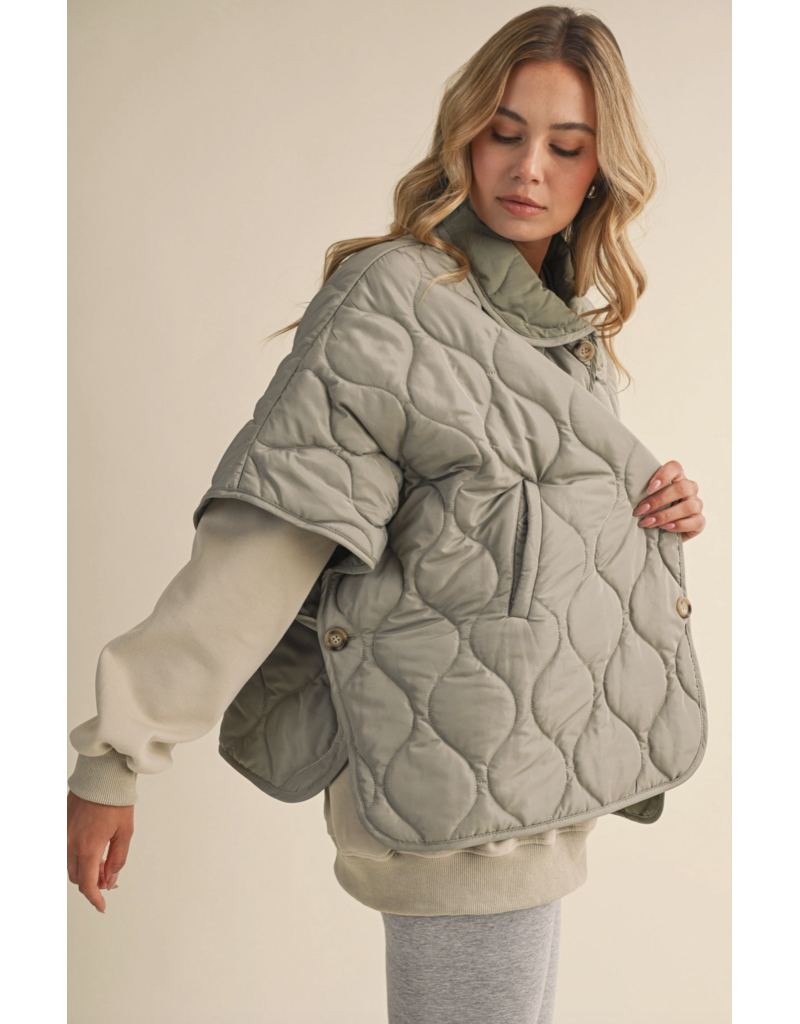 Poncho Quilted Oversized Padded Vest
