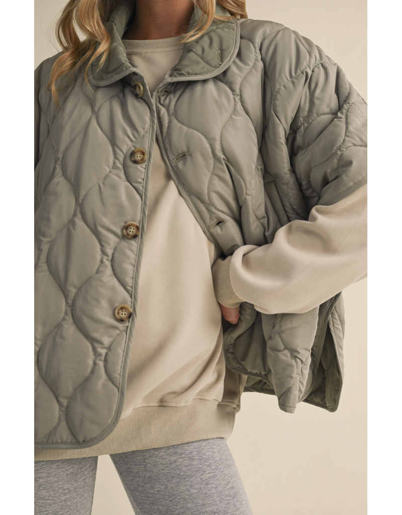 Poncho Quilted Oversized Padded Vest