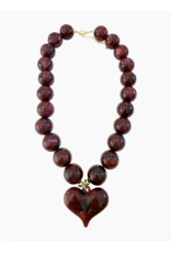 Kaiden Chunky Beaded Necklace with Heart Charm