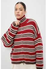 Pretty Garbage Ari Striped Zip Up Sweater