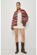 Pretty Garbage Ari Striped Zip Up Sweater