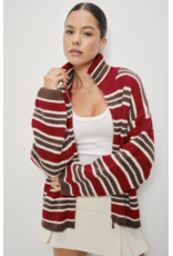 Pretty Garbage Ari Striped Zip Up Sweater