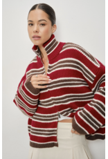 Pretty Garbage Ari Striped Zip Up Sweater
