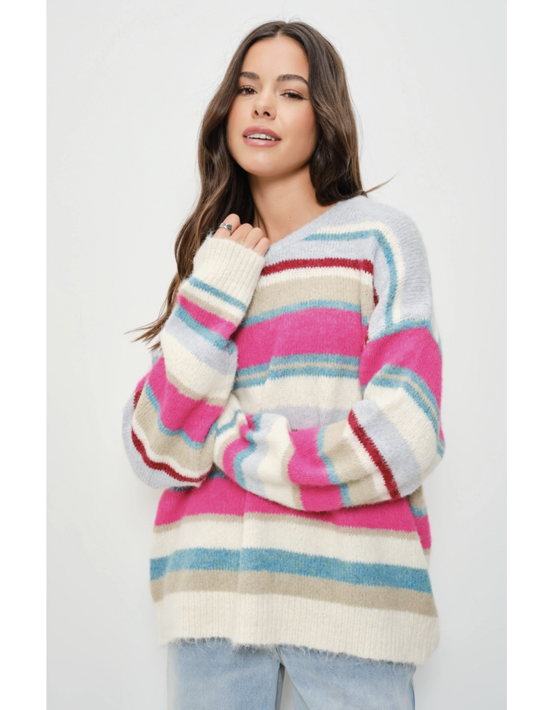 Pretty Garbage Benna Colorful Stripe Pullover Sweater