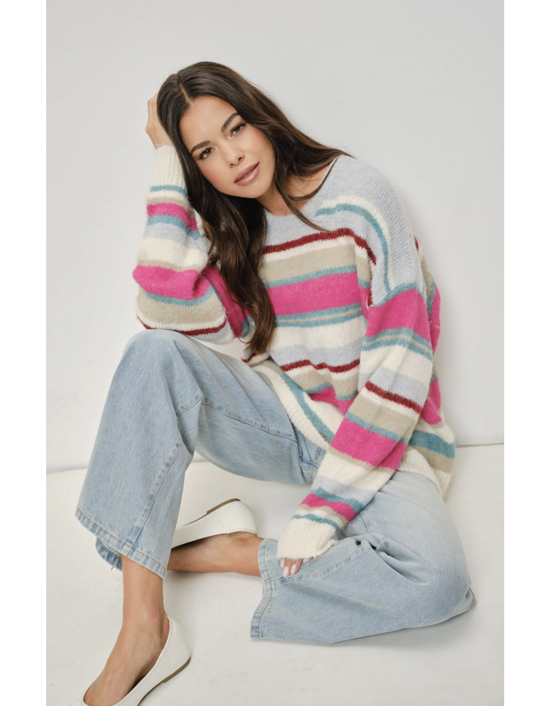 Pretty Garbage Benna Colorful Stripe Pullover Sweater