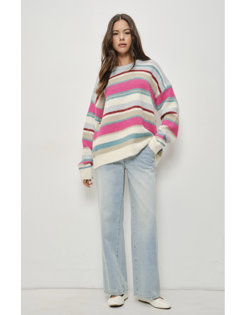 Pretty Garbage Benna Colorful Stripe Pullover Sweater