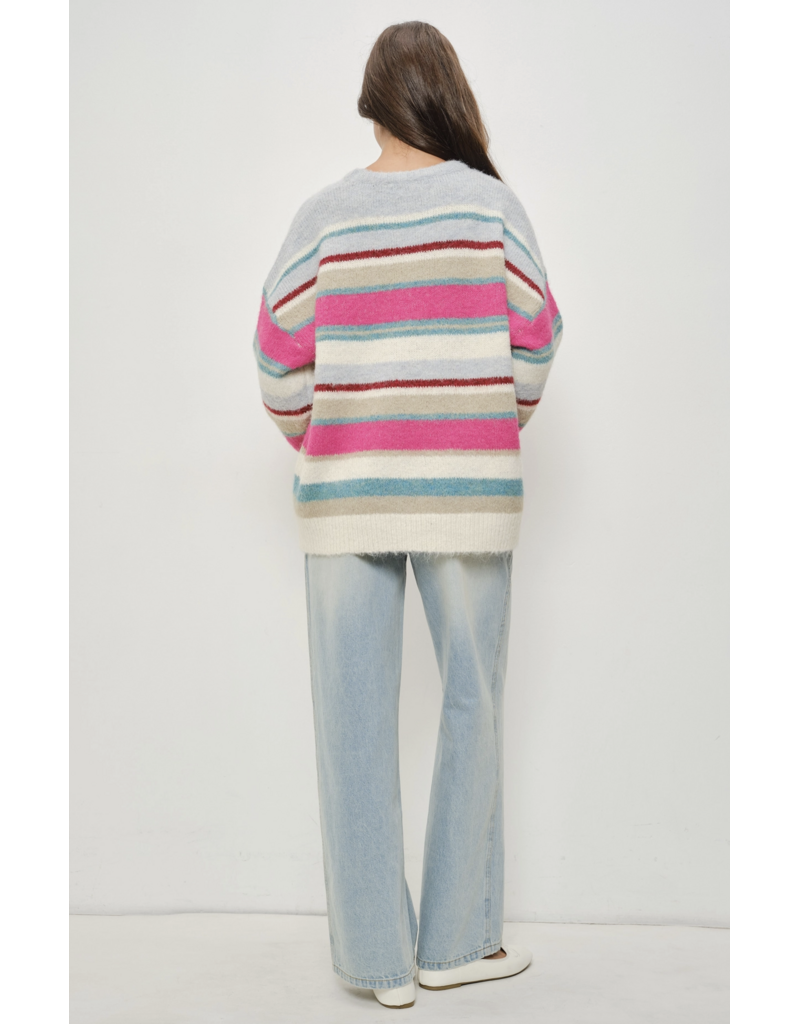 Pretty Garbage Benna Colorful Stripe Pullover Sweater